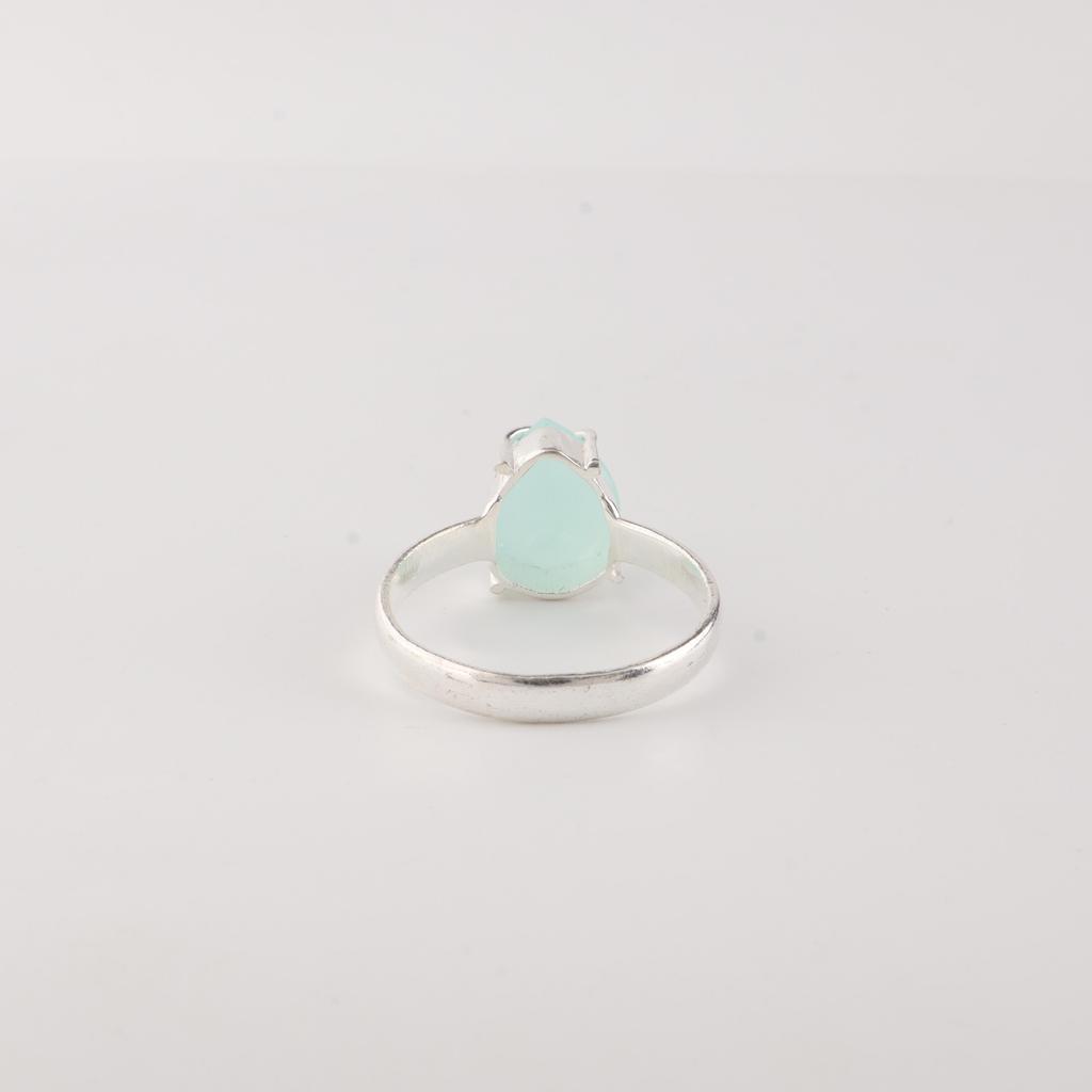 Natural Aqua Chalcedony Gemstone 925 Sterling Silver Designer Pretty Ring Gift For Mother RR-81-18