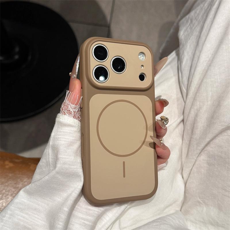 Matte Texture Magnetic Ring Phone Case for iPhone 14-17 Pro, Contrasting Colors