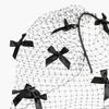 Black Birdcage Veil Fascinator Hairband With Bows Detail Wedding Hair Accessory Retro Theme