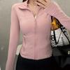 Sports cardigan women's nude fitness clothes stand-up collar long-sleeved jacket shapewear running tights slim yoga clothes