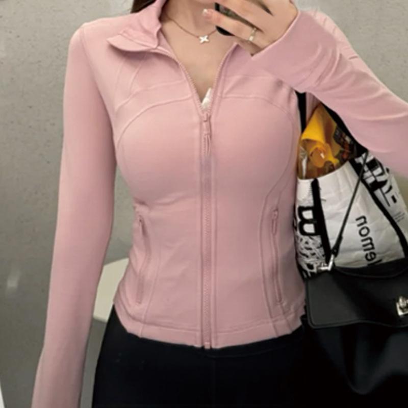 Sports cardigan women's nude fitness clothes stand-up collar long-sleeved jacket shapewear running tights slim yoga clothes