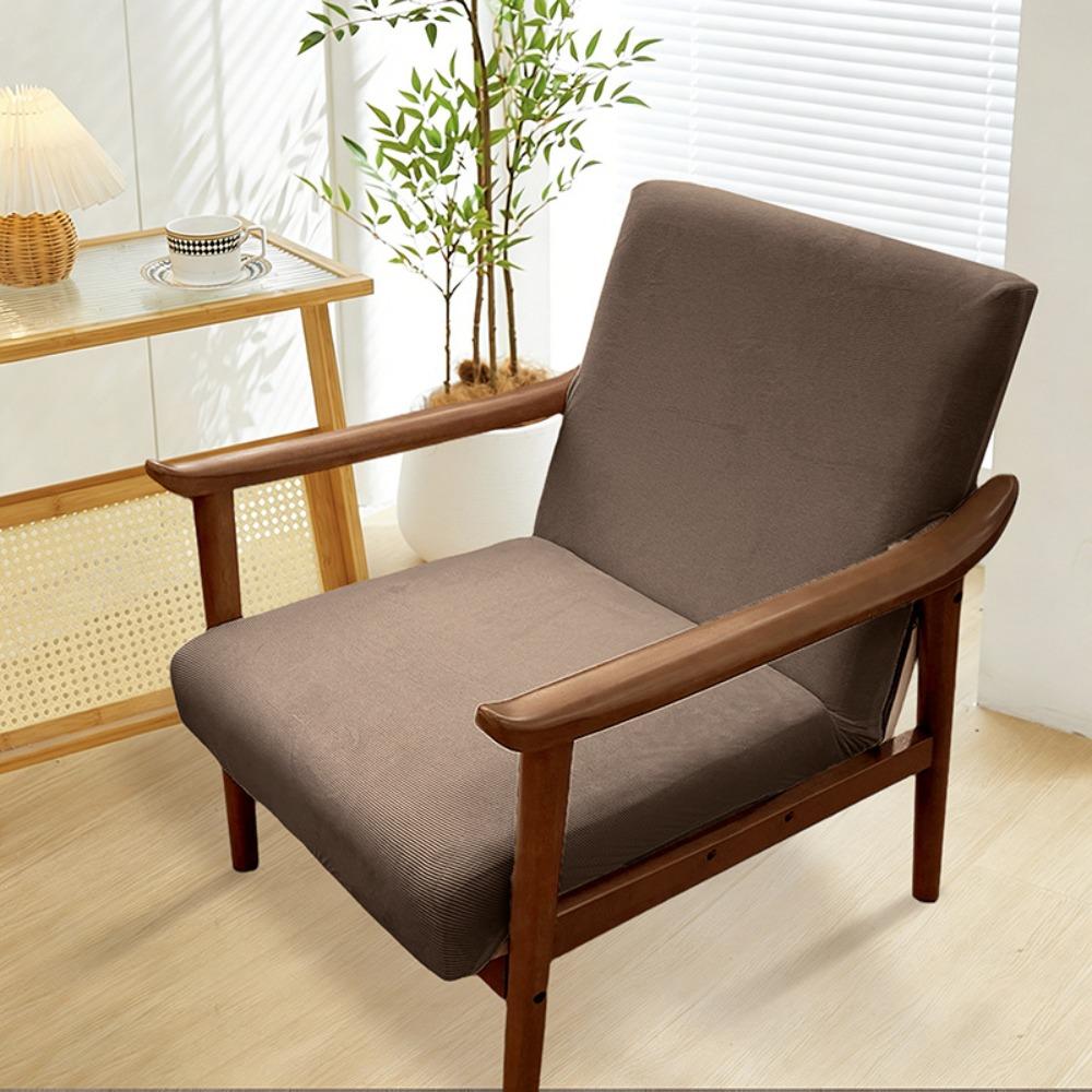 Jacquard Wooden Arm Chair Cover Zipper Seat Slipcover Single Sofa Cover  For Household Hotel