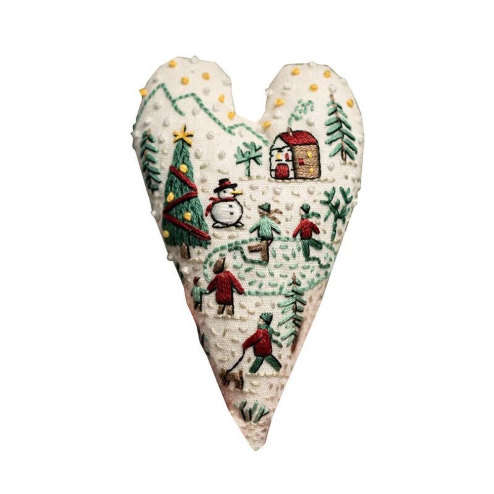 Festival Heart Christmas Embroidery Kit Gifts with Needle and Thread Heart Cross Stitch Kit Material Package
