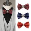 British Business Wedding Bow Tie Shirt with Double Layer Pearl Rhinestone Collar