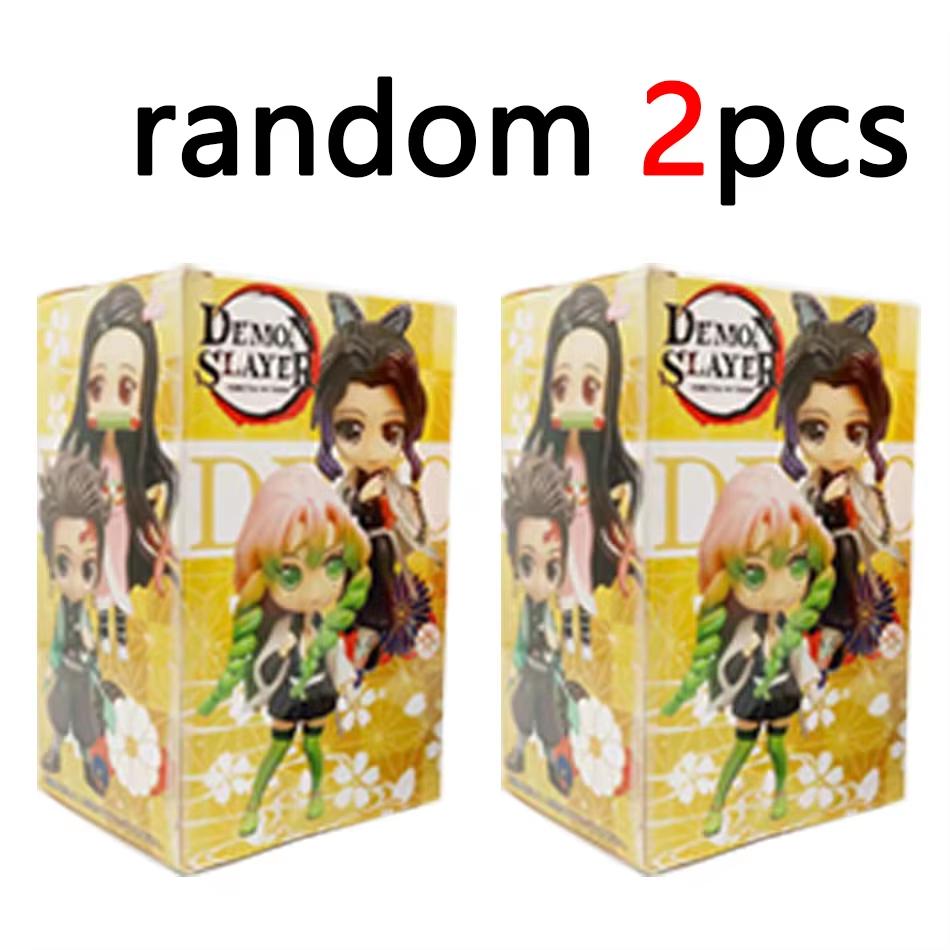 Big Head Style Demon Slayer Kimetsu No Yaiba Anime Figurines PVC Dolls Desktop Decoration Model Toys Festival Gifts Box