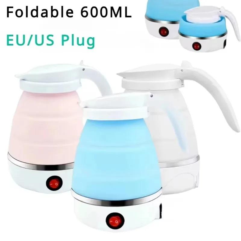 Household silicone 304 folding kettle, 600ml constant temperature automatic power-off electric kettle, portable for travel.