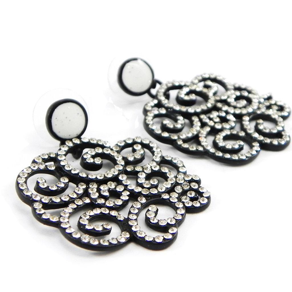 NOA [I1496] - Designer Earrings 'Sissi' Gray White