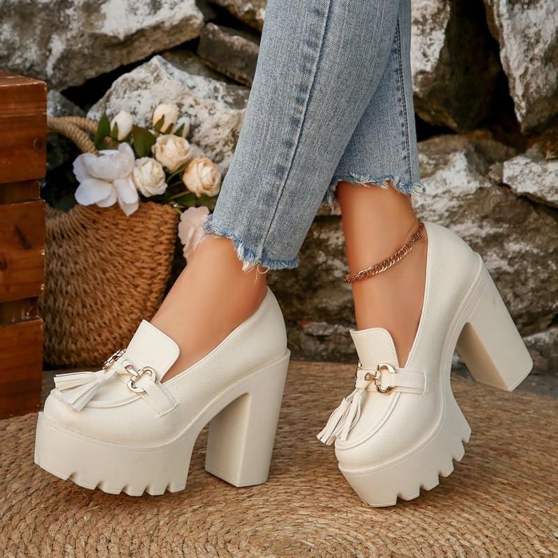 High Heels Women Mary Jane Shoes Retro Bows Elegant Chunky Heel Women Wedding Shoes Fashion White Round Toe Platform Sandals