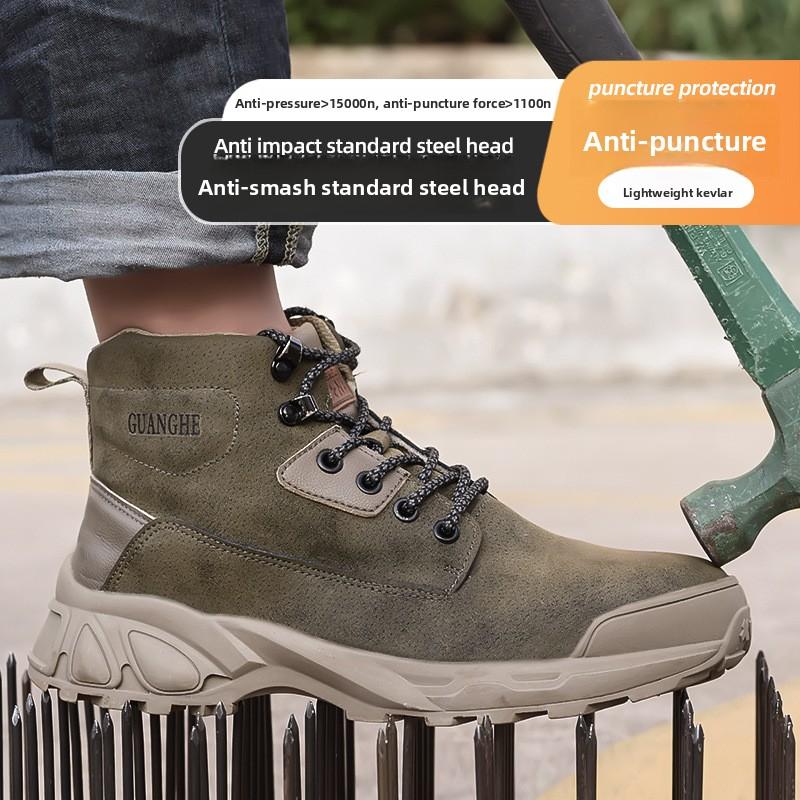 High Work Boots with Steel Toe Cap Industrial Construction Waterproof Non-slip Work Shoes Lightweight Winter Boots Safety Shoes