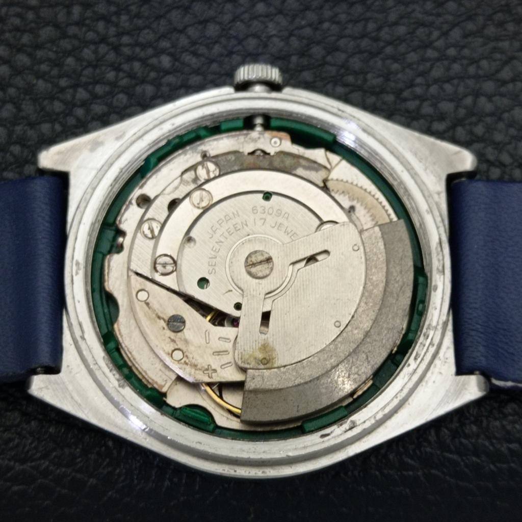 JAPAN VINTAGE SEIKO AUTOMATIC 6309A MENS BLUE COLOR DIAL WATCH a500825-5 R154-a500825