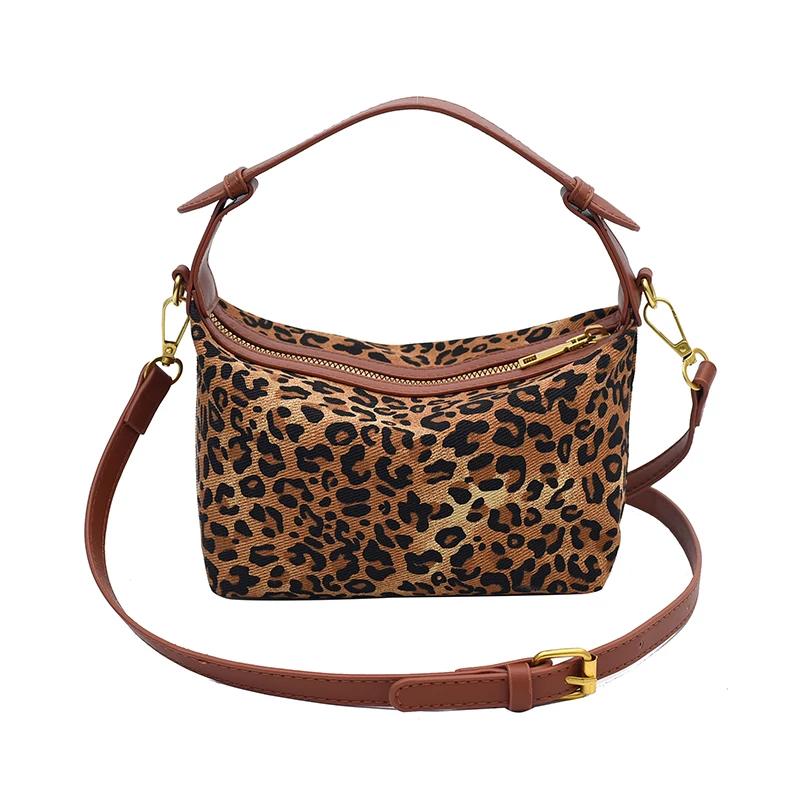 Exquisite Leopard Print Shoulder Compact Simple Faux Suede Versatile Hot Girl Style Bags for Women Fashion
