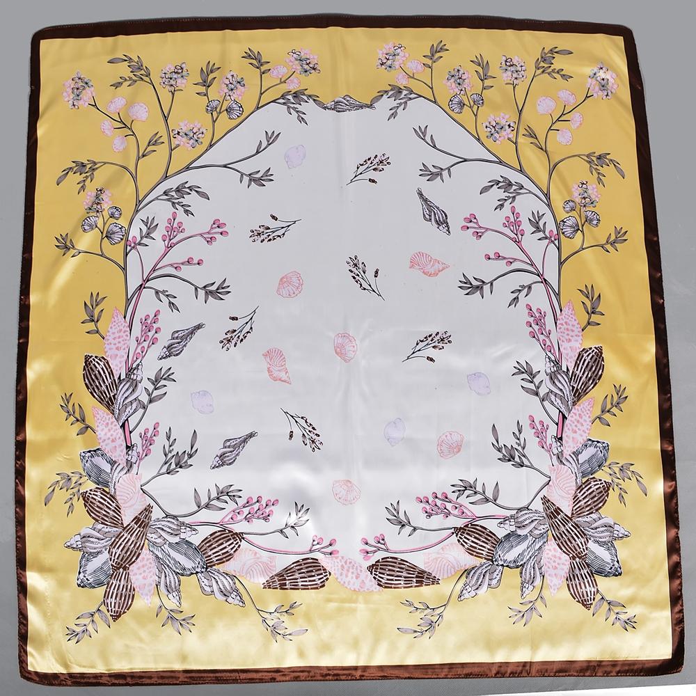 BYSIFA| White Yellow Silk Shawl Scarf Ladies Brand Elegant Floral Square Spring Scarves Fouldard Fall Winter Neck Scarf Cape
