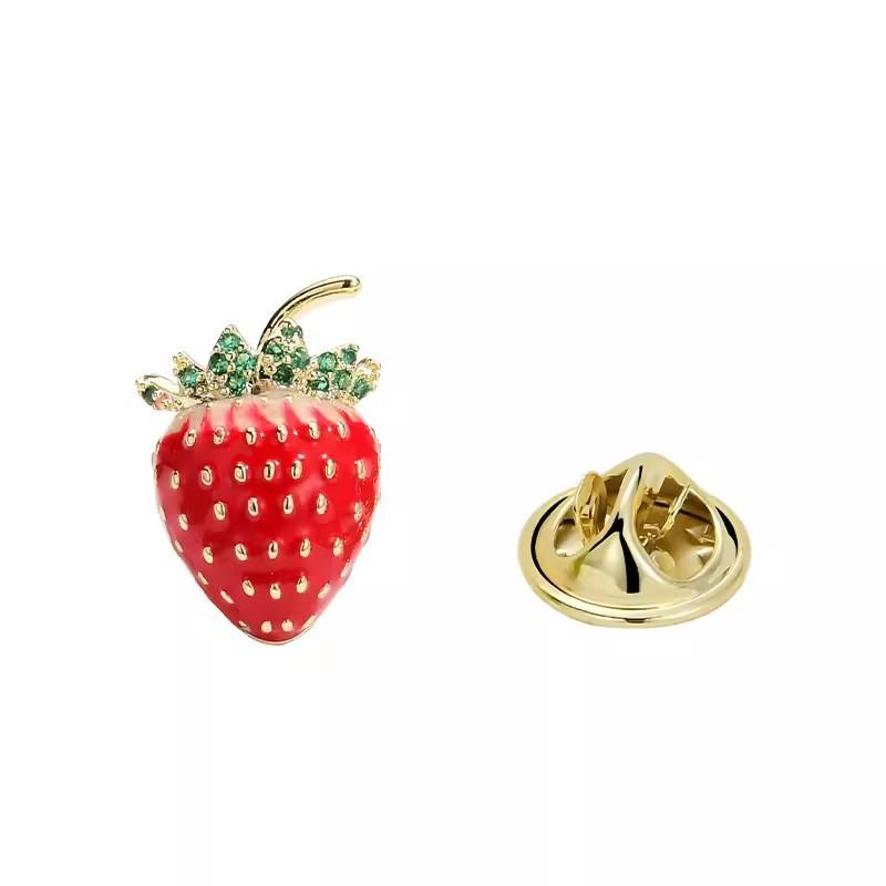 Cute Little Strawberry Brooch, Personalized Fruit Anti-exposure Clasp Collar Pin, Fashionable Accessory