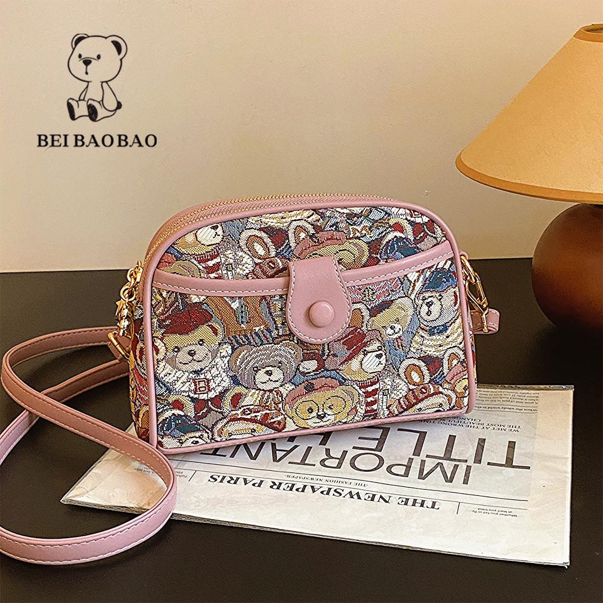 

Summer 2024 Canvas Bear Half-Moon Bag: Fashionable Versatile Single Shoulder Crossbody синій