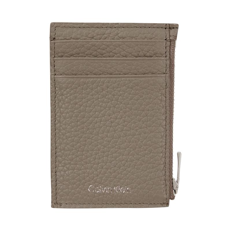 Calvin Klein Brand logo classic calfskin card holder regular men s gold beige золотой