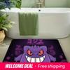 Anime Pokemon Gengar Purple Neon Style Print Non-slip Doormat, Soft Absorbent Floor Rug for Bathroom Bedroom Entrance, Home Deco