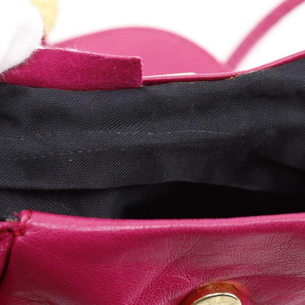 LOEWE Pochette Shoulder Bag fringe pink leather Women Used