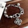 100% Massives 925er Sterlingsilber Retro-Armband für Damen Herren Vintage Handgefertigt Blume Quaste Armband Geburtstagsgeschenk