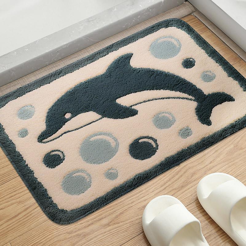 Seaside Bathroom Mat Set Toilet Water Absorbing Foot Mat Home Decor Door Mat Machine Washable