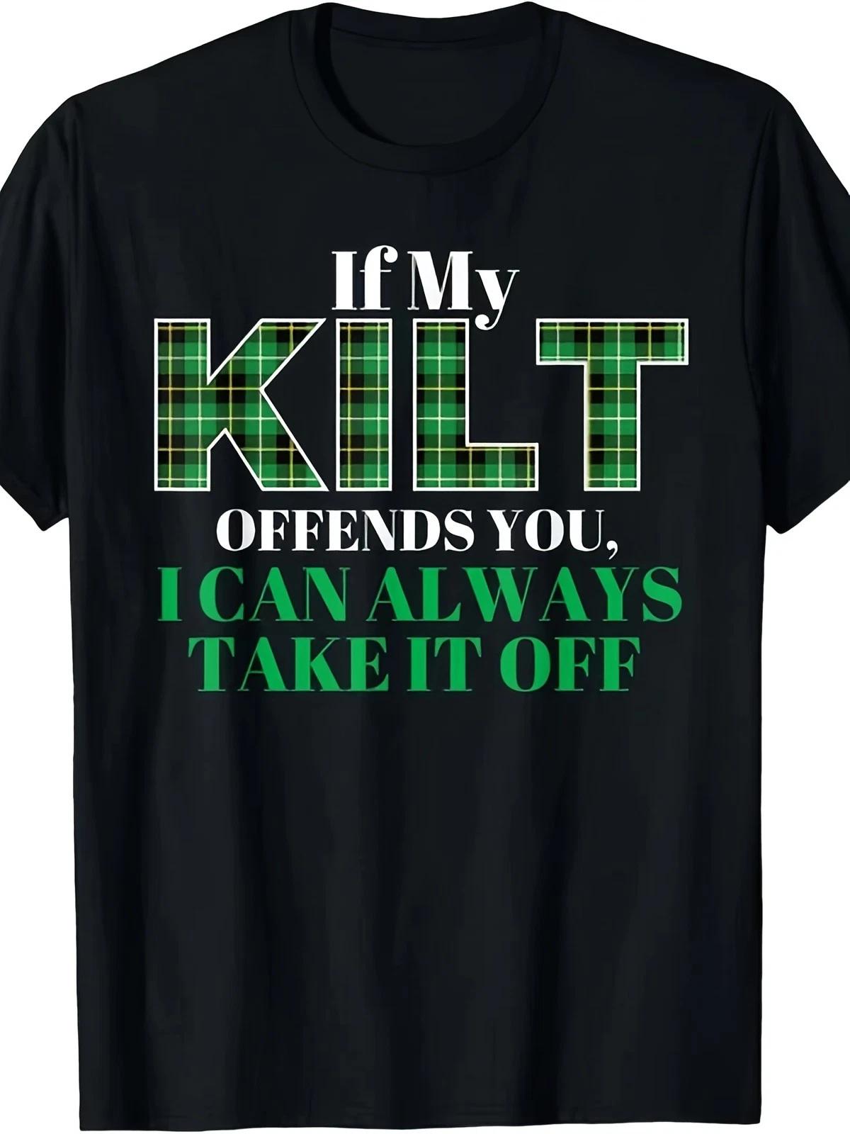If My Kilt Offends You I Can Always Take It Off Funny Irish Kilt T-Shirt XL