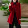 100% Wool Women Coat TIDENOVEL Autumn Wool Long Coat Handmade Pea Coat Winter Warm Wool Long Jacket Overcoat
