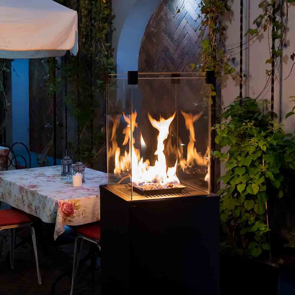 Patio Gas Heater Patio Mini Glass Panel Black Automatic 8,2 kW