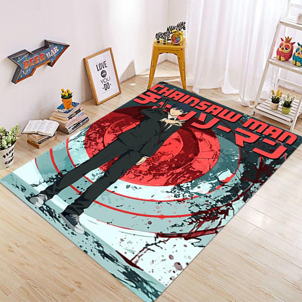 Japanese comic Chainsaw Man horror carpet living room sofa coffee table non-slip floor mat washable carpet