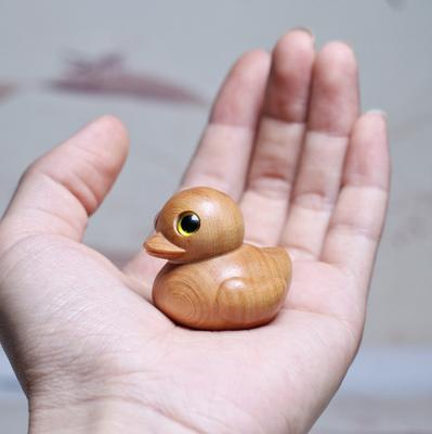 Miniatura Paperella Carina Piccola Figura Animali di Legno Statuetta Cartone Animato Paperella Gialla Media Per Decorazioni Casa Regali Eventi Bambini Souvenir