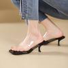 Krazing Pot Mules Microfiber Peep Toe Stiletto Thin High Heels Summer Shoes Size 44 Size 43 Women Sandals