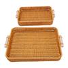 2PCS Woven Basket Trays Rattan Storage Baskets for Kitchen Living Room Bedroom