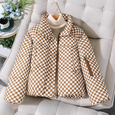 Women's Short Plaid Fluffy Jacket Casual Warm Jacket Snow Large Size Thickened Loose Warm Jacket