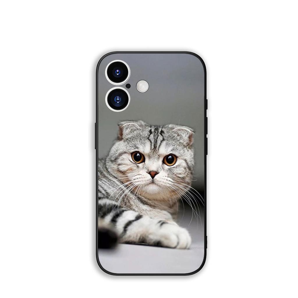 For Apple iPhone 16 15 14 Plus 13 12 Mini 17 Pro Max + 16E Air 16+ ProMax Phone Cover Case Cute Cat Meow