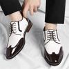 Men Brogue Carved Leather Shoes Fashion British Formal Man Dress Shoes Handsome Male Business Office No Slip Daily Leather Shoes