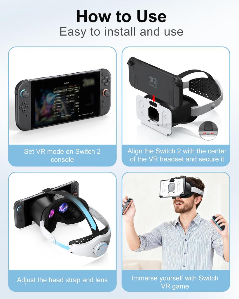 STARTRC GAMES Upgraded VR Headset for Game Virtual Reality VR Goggles with Adjustable HD Lenses and Comfortable Head Virtual Boy 3D Goggles Consoles,