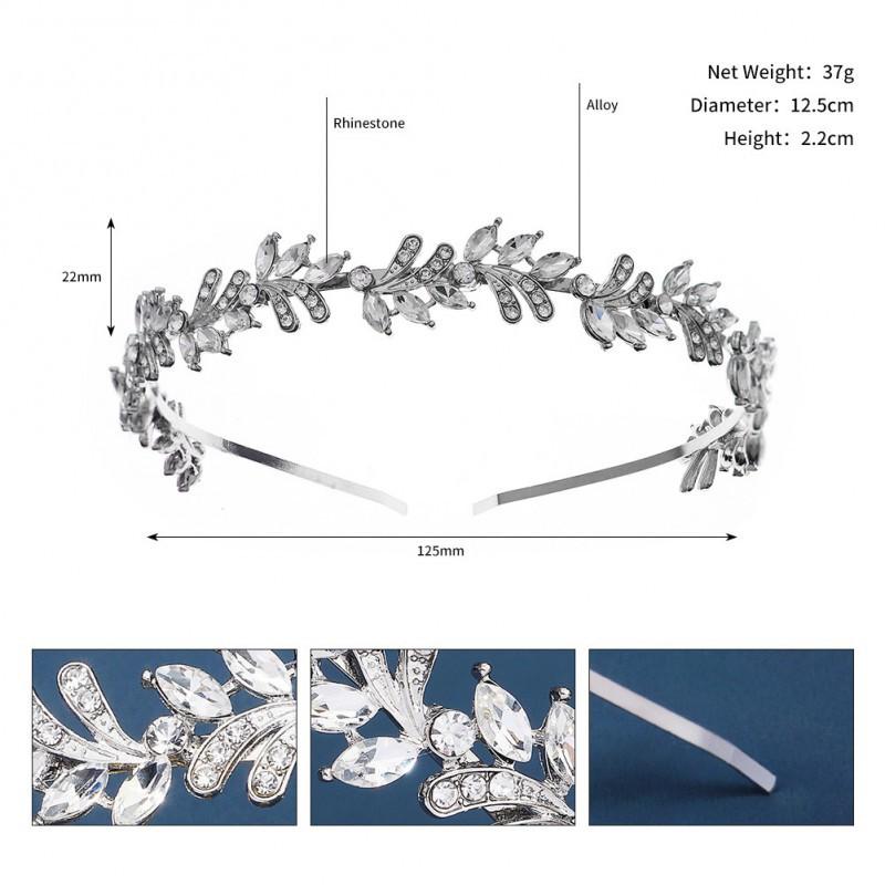 

Vintage Alloy Rhinestones Thin Headband Sen All-match Leaf Headwear Light Luxury French Girl