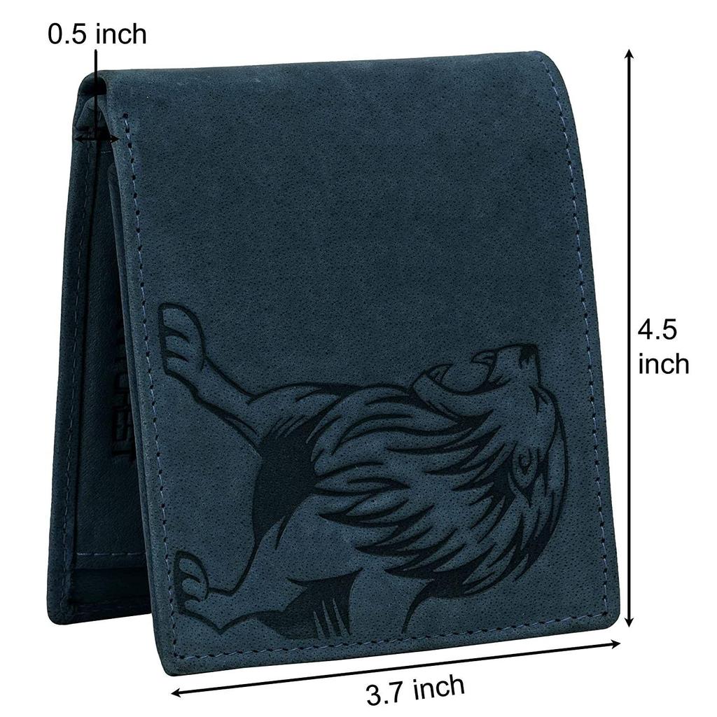 URBAN FOREST Leo RFID Blocking Vintage Blue Leather Wallet for Men