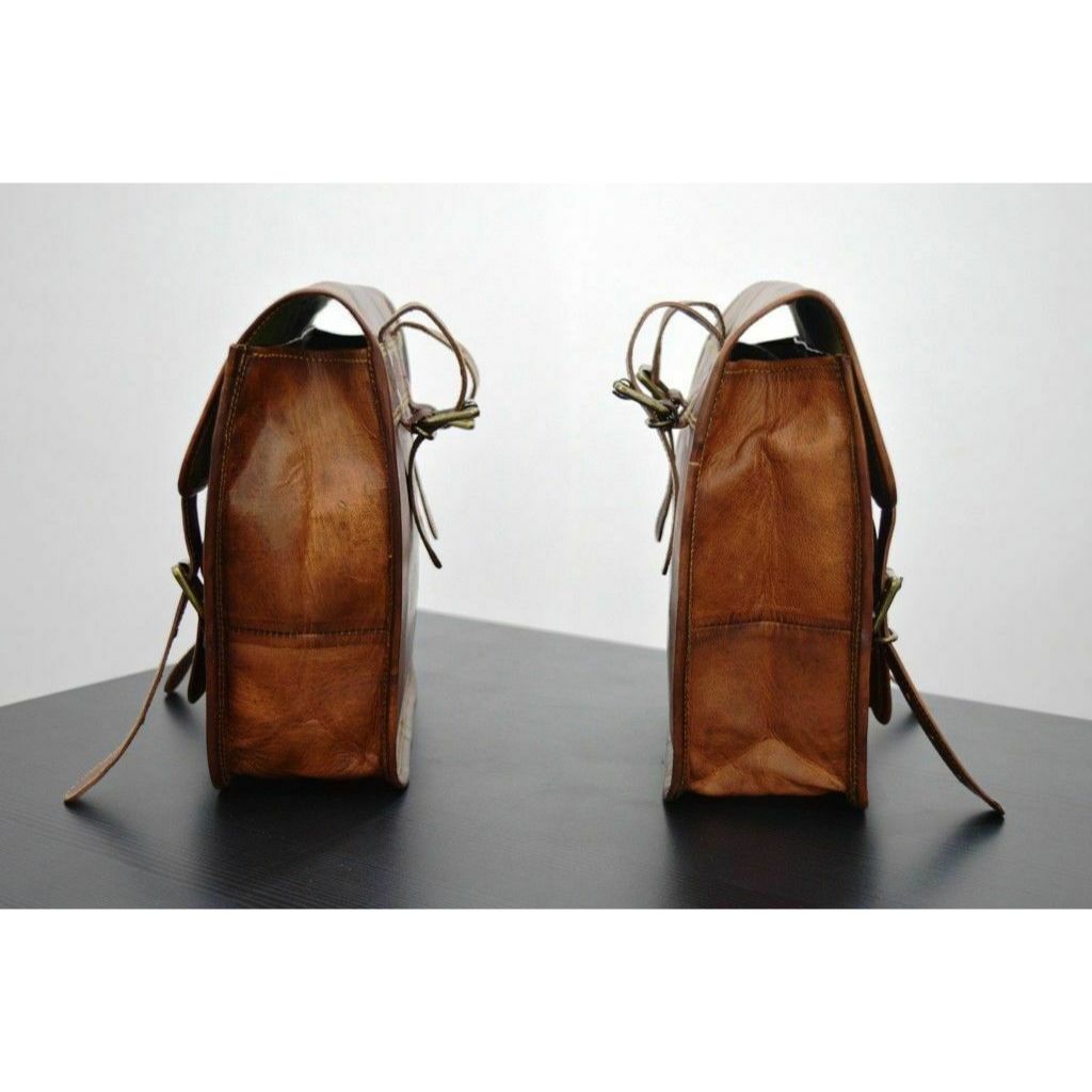 2 Side Leather Motorcycle Side Pouch Combo 2 Saddlebags Saddle Panniers Bag