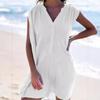 Summer sexy dress, sexy V-neck semi-cardigan sleeveless dress