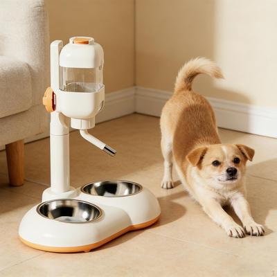 Pet Standing Water Dispenser Cat Dog Bowl Adjustable Height Feeder Waterer Automatic Food