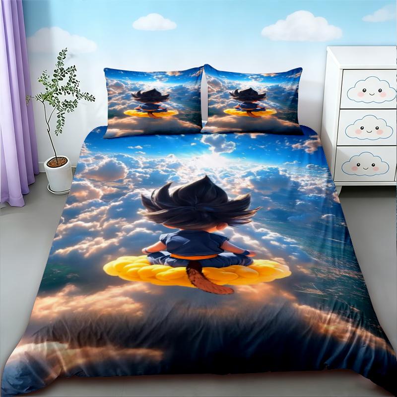 Kids Cartoon Dragon Ball Duvet Cover Goku Bedding Set Soft And Comfortable For Bedroom Decor Queen King Size Gifts