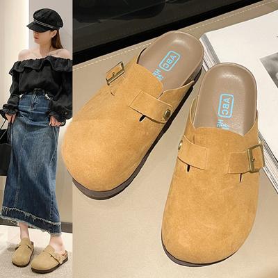 Mocasini Mules Whoholl din Pluta si Piele Suede pentru Femei, Saboți de Modă pentru Bărbați, Pantofi Clasici din Plută Antiderapanți pentru Exterior cu Suport pentru Arcada Piciorului 2024