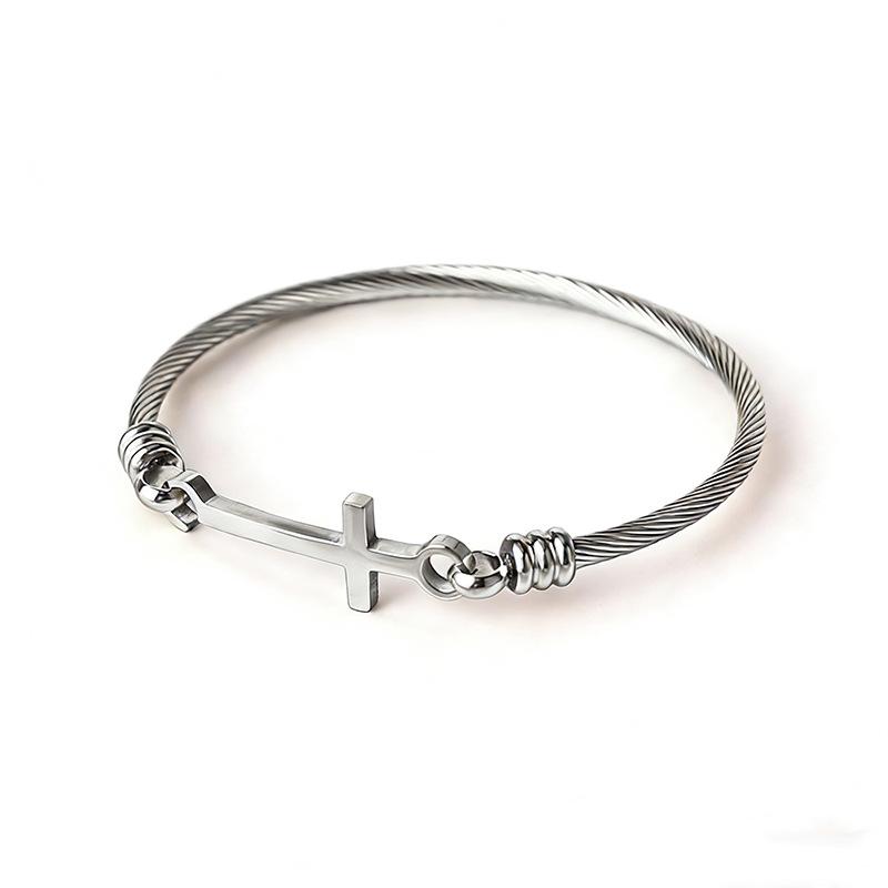 Hot Selling Thread Bracelet Faith Christian Gold Plated Cross Bracelet Inspirational Stainless Steel Women Jewelry for Gift