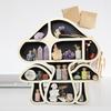 Mushroom Wooden Shelf Multiple Compartments Large Capacity Storage Organizer Unique Mushroom Wall Decoration