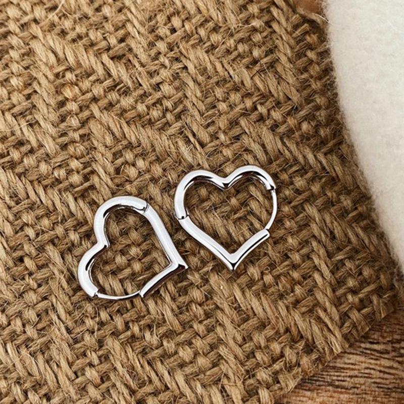 New Fashion Metal Gold Color Love Heart Hoop Earrings for Women Girls Korean Elegant Simple Heart Party Zircon Birthday Gifts