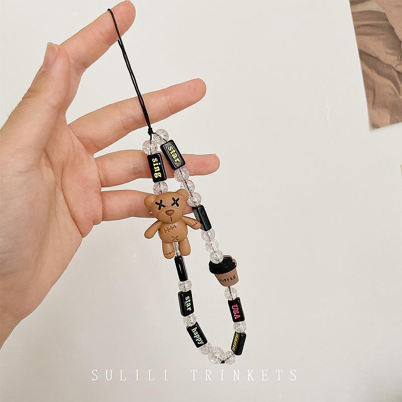 Japanese Korean Mobile Phone Lanyard DIY Beauty Personalized Cartoon Handmade Bead Girl Sweet Chain Rope
