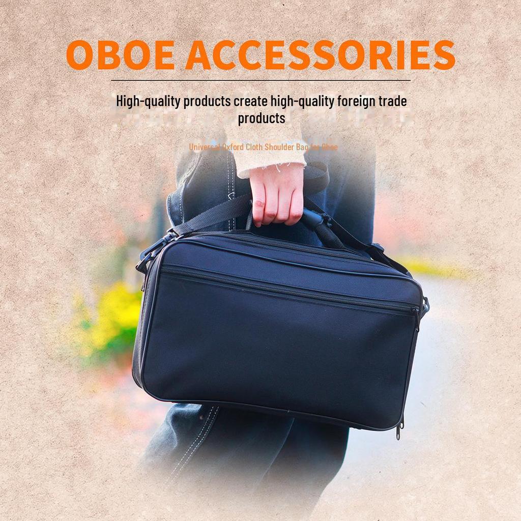 Schwarze wasserdichte Oxford-Umhängetasche und Handtasche für Oboe – tragbarer Instrumentenkoffer