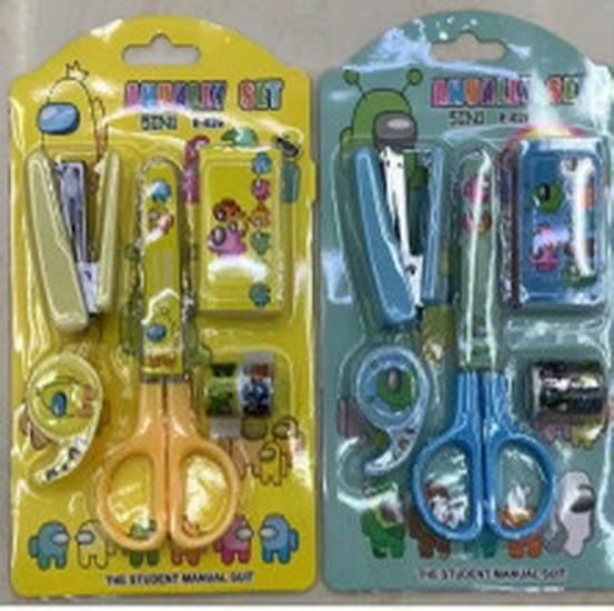 Adorable Student Stationery Set: High-Quality Scissors, Stapler, Tape & Stickers - Perfect Gift for Children's Learning