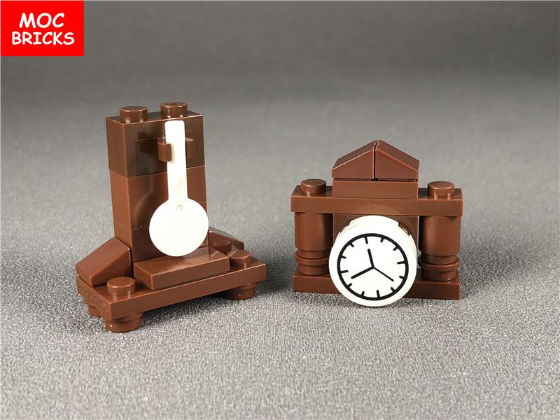 2sets/lot MOC Bricks DIY Family Grandfather Clock Action figure Educational Building Blocks Gifts Dolls Toys for children