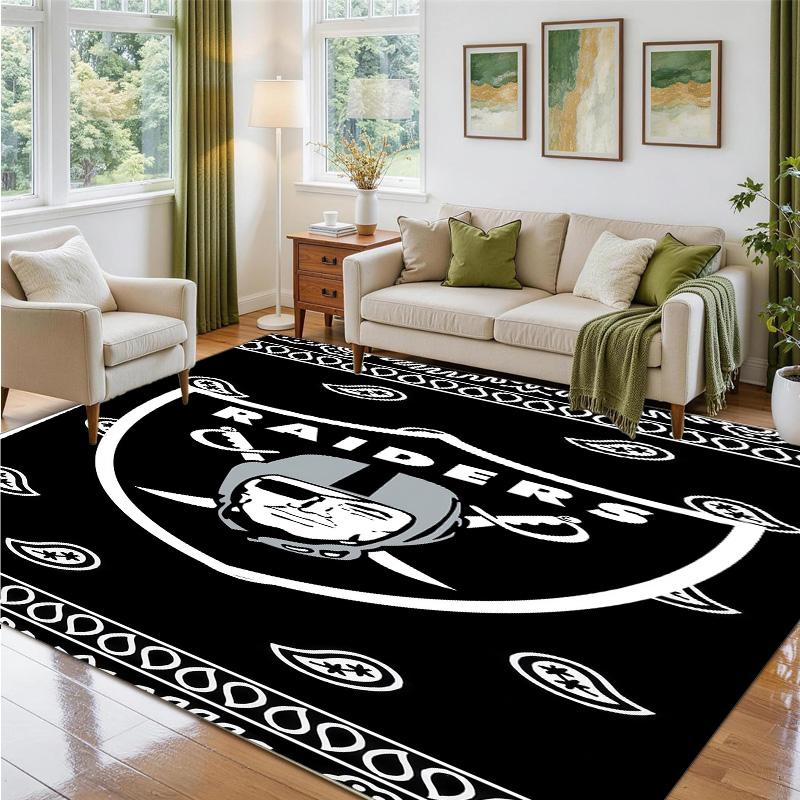Las Vegas Raiders Design Crystal Velvet Rug Soft Decorative Mat for Bedroom Entrance