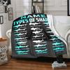 Shark Species Showcase Cozy Customizable Blanket Personalized Name Ultrasoft Perfect For Sofa Couch Office Bed Picnics Four Seasons Universal Playful